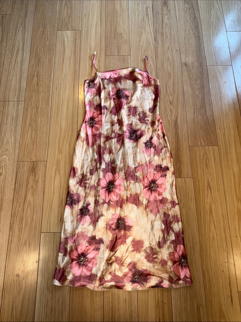 Bebe Pink & Beige Floral Midi Dress